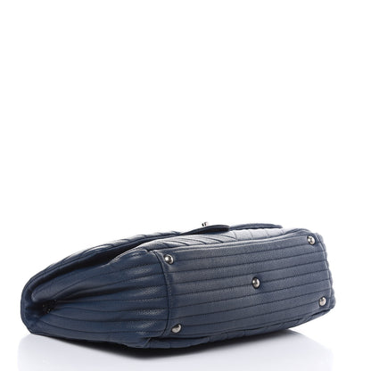 Chanel Calfskin Chevron Quilted XXL Travel Flap Bag Navy 4 of 10