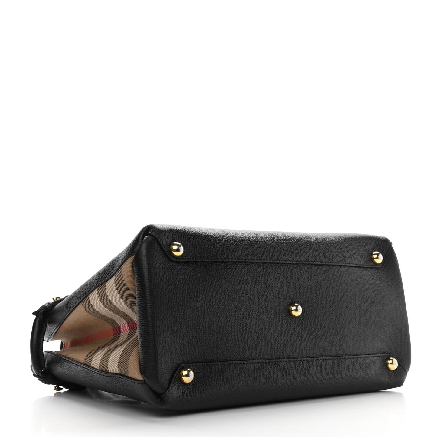 Grainy Calfskin House Check Medium Banner Tote Black
