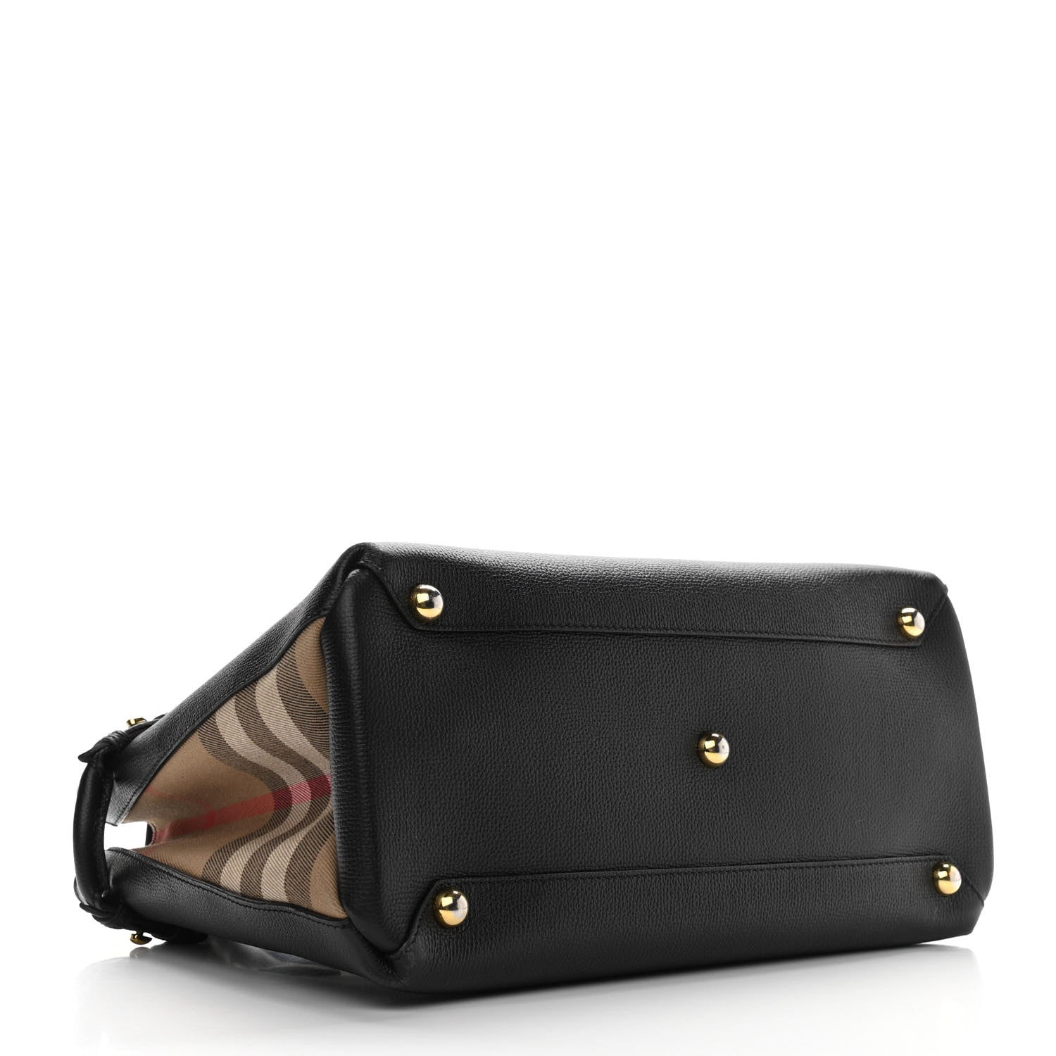 Burberry Grainy Calfskin House Check Medium Banner Tote Black 4 of 11