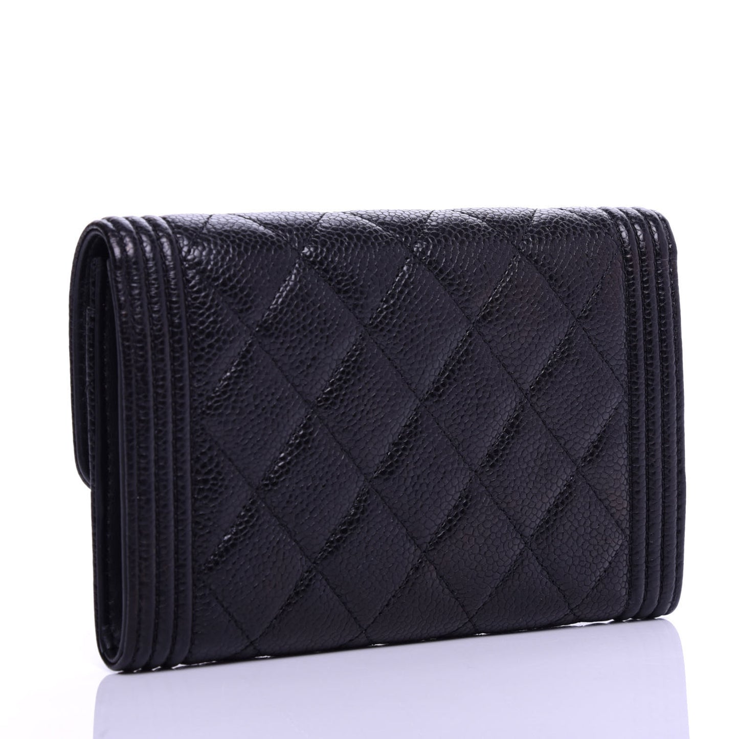 Caviar Quilted Medium Boy Flap Wallet Black