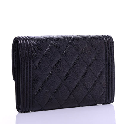 Chanel Caviar Quilted Medium Boy Flap Wallet Black 3 of 8