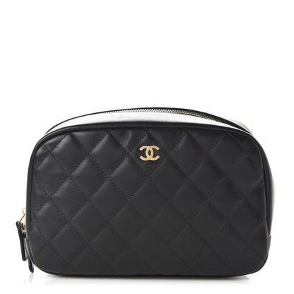 Chanel Lambskin Quilted Medium Curvy Pouch Cosmetic Case Black 1 of 11