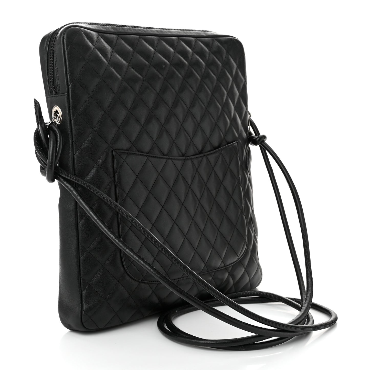 Calfskin Quilted Large Cambon Messenger Black
