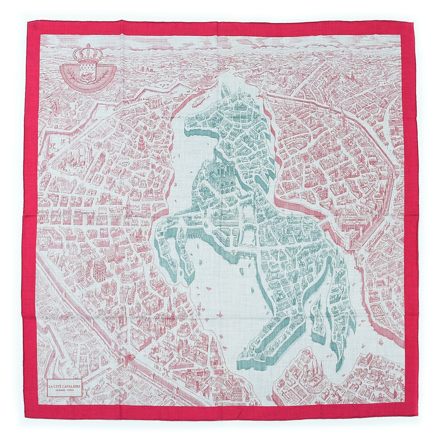 Hermes Cashmere Silk La Cite Cavaliere Shawl 140 Fuchsia Bordeaux 1 of 5
