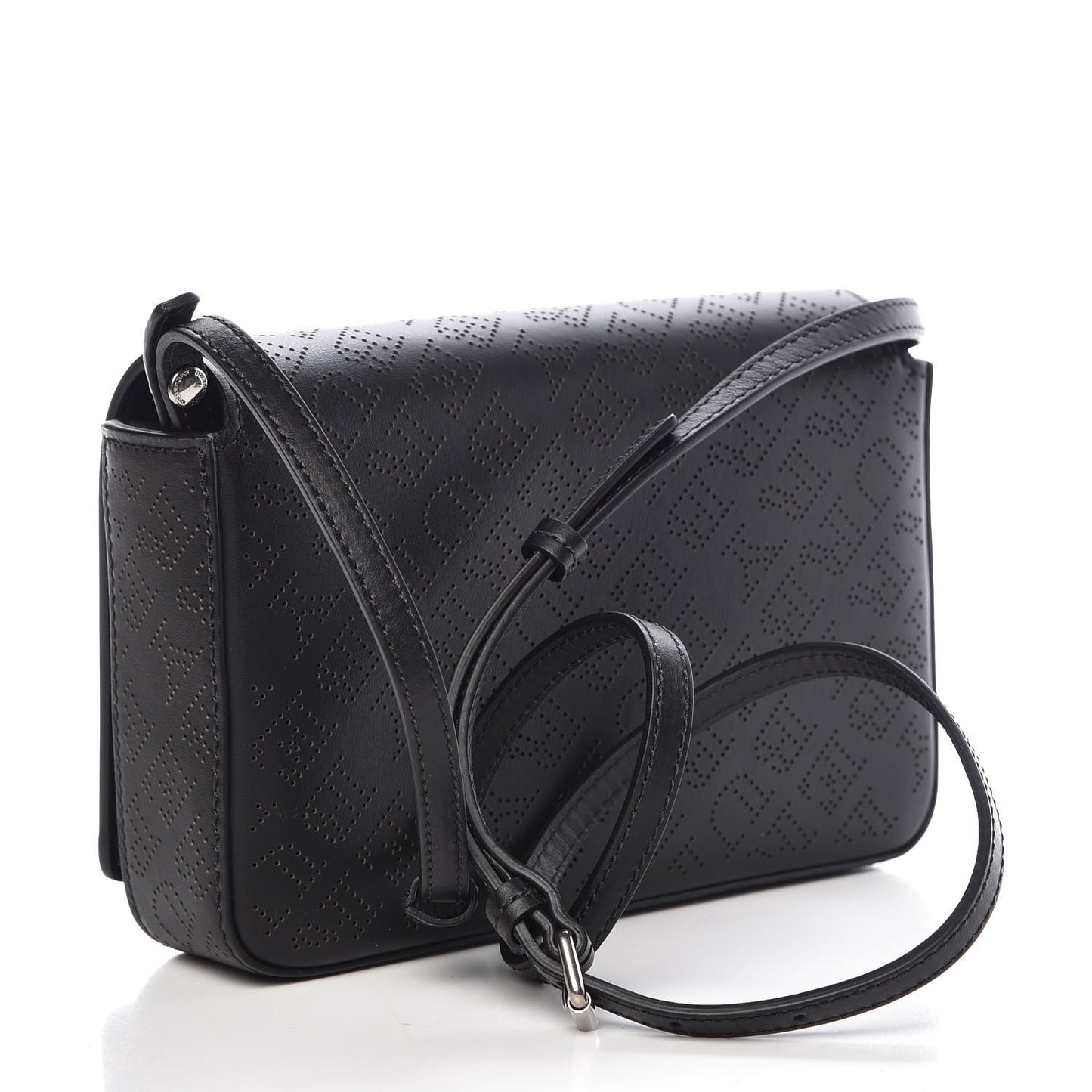 Calfskin Perforated Logo Hampshire Crossbody Black