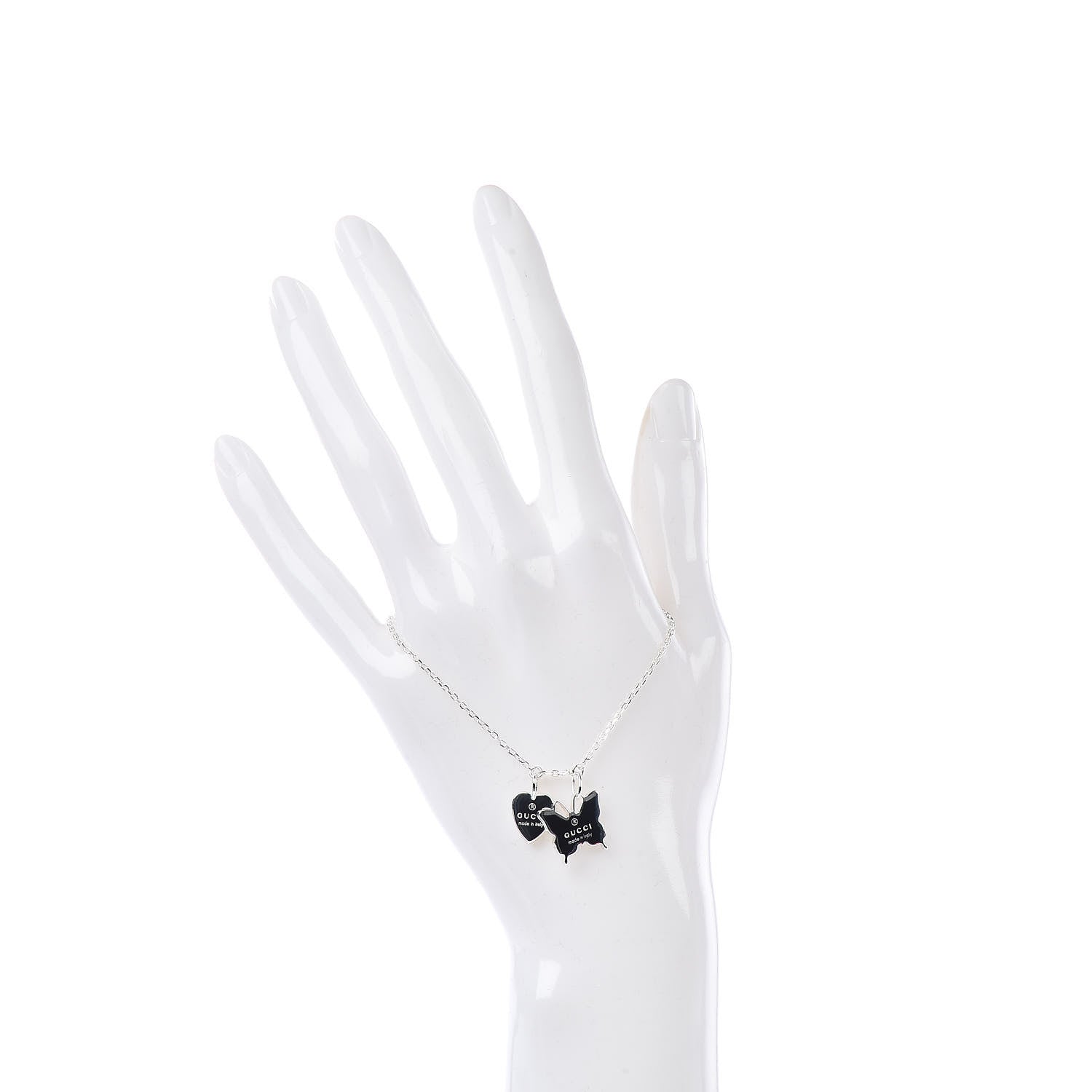 Gucci Sterling Silver Trademark Heart Butterfly Bracelet 2 of 5