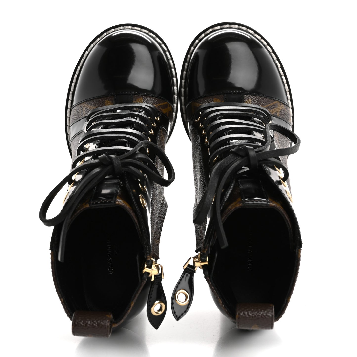 Patent Calfskin Monogram Star Trail Ankle Boots 38.5 Black