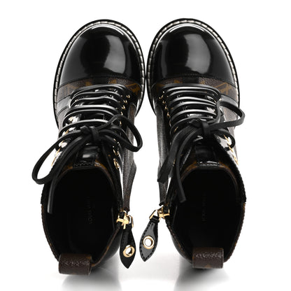 Louis Vuitton Patent Calfskin Monogram Star Trail Ankle Boots 38.5 Black 2 of 10