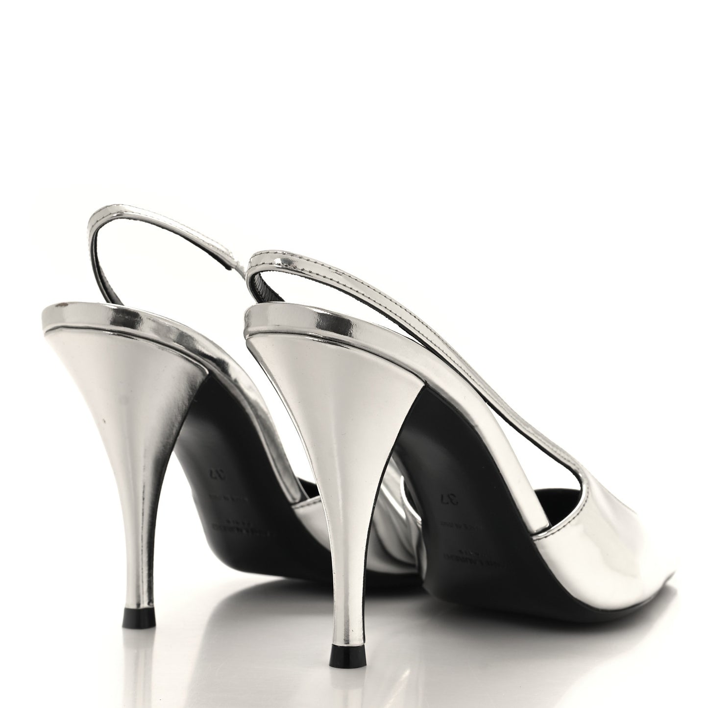 Glazed Calfskin Tom 90 Dream Slingback Pumps 37 Argento