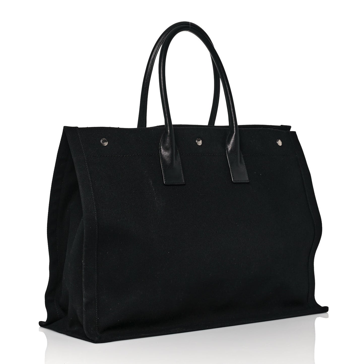 Linen Calfskin Rive Gauche Tote Black