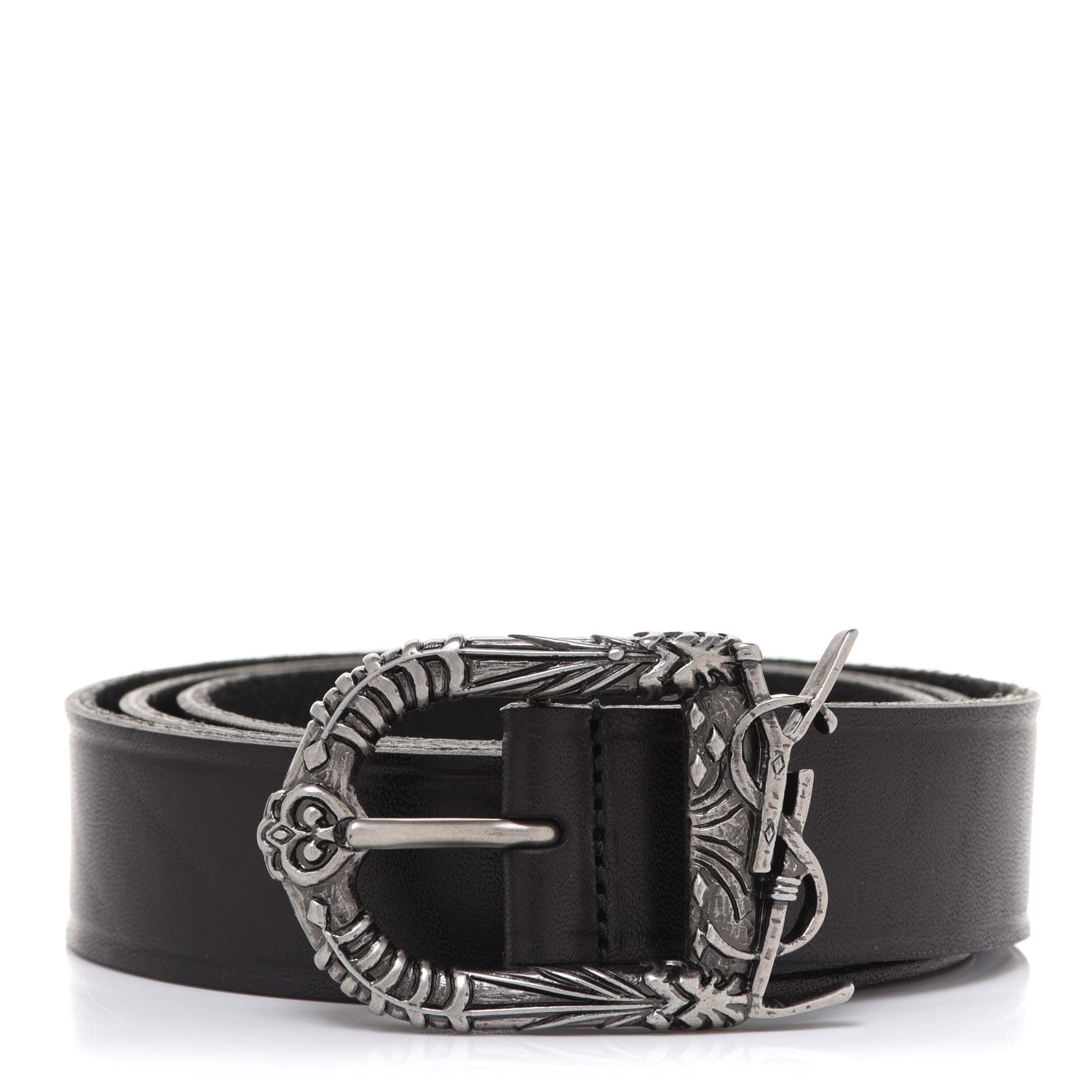 Saint Laurent Calfskin Monogram Celtique Belt 90 36 Black 1 of 5