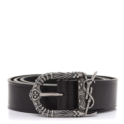 Saint Laurent Calfskin Monogram Celtique Belt 90 36 Black 1 of 5