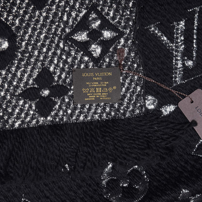 Louis Vuitton Wool Silk Logomania Shine Scarf Black 3 of 3