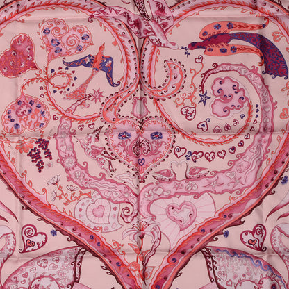 Hermes Silk De Tout Coeur Scarf 90 Vieux Rose Rose Pale Violine 1 of 5