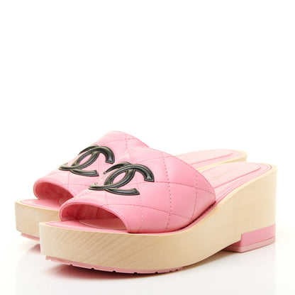 Chanel Lambskin CC Flat Slide Sandals 36 Pink 4 of 11