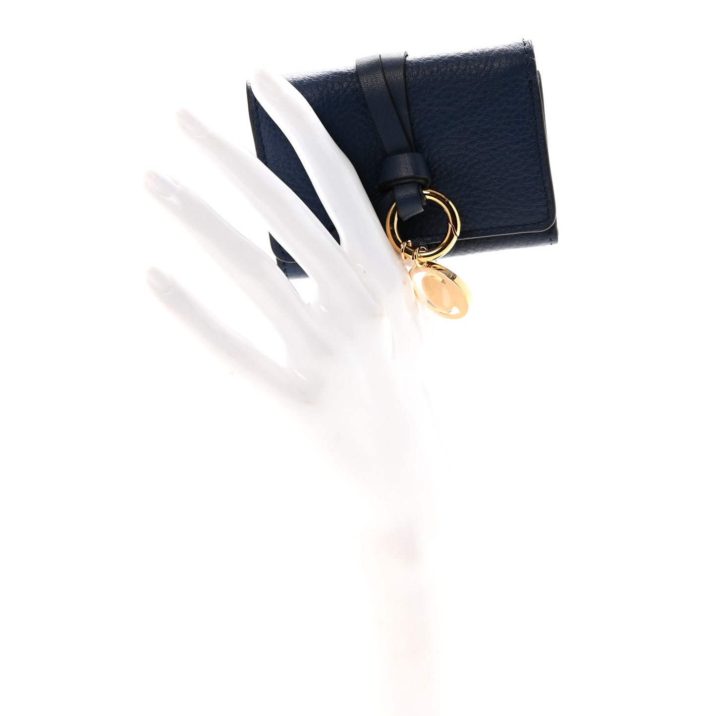 Grained Calfskin Alphabet Tri-Fold Deep Ocean
