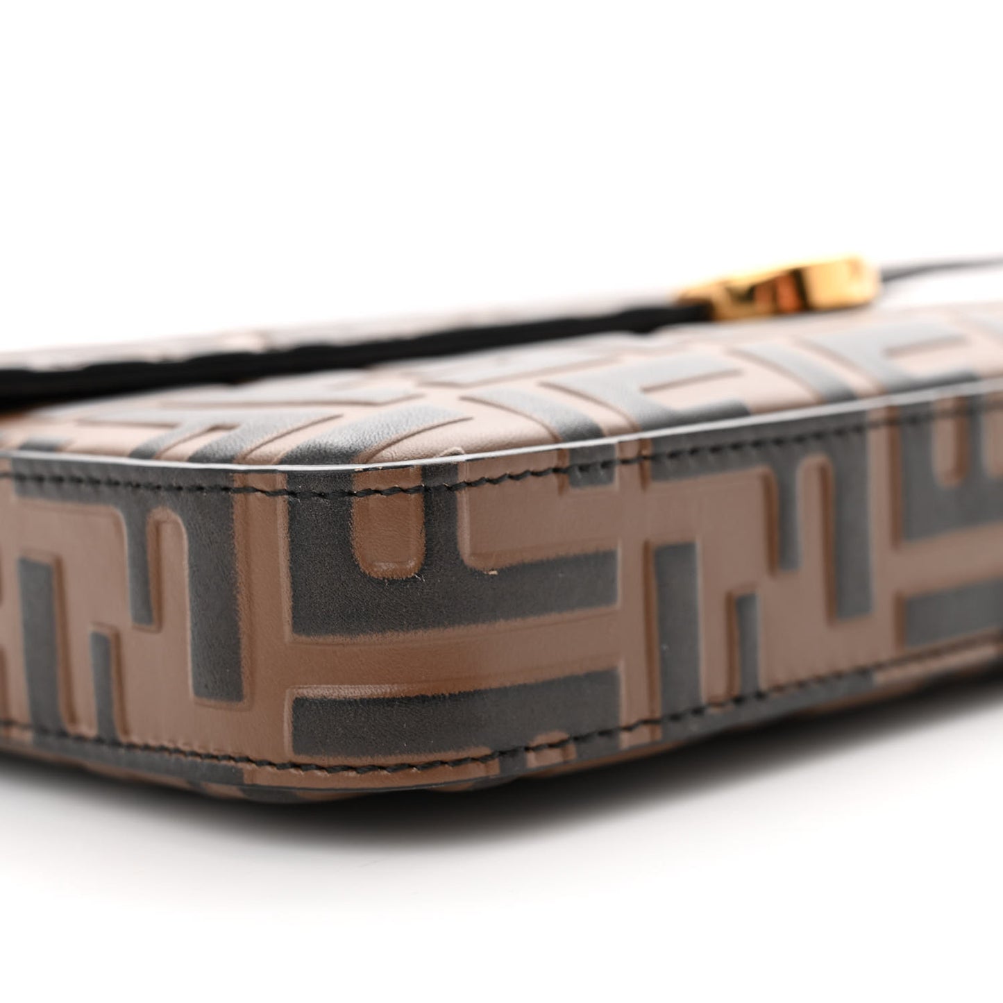 Vitello Soft F is Fendi Bi-Color FF 1974 Embossed Envelope Wallet On Chain with Pouches Maya Black
