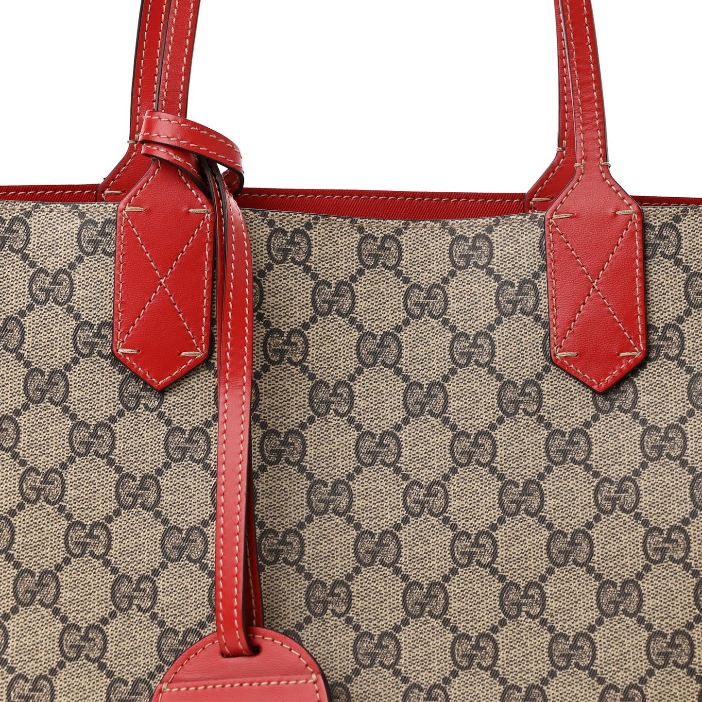 GG Supreme Monogram Small Reversible Tote Beige Red
