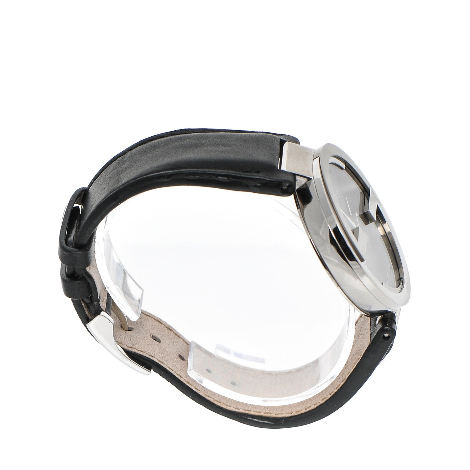 Gucci Stainless Steel Calfskin 42mm Interlocking G Quartz Watch Black 4 of 10