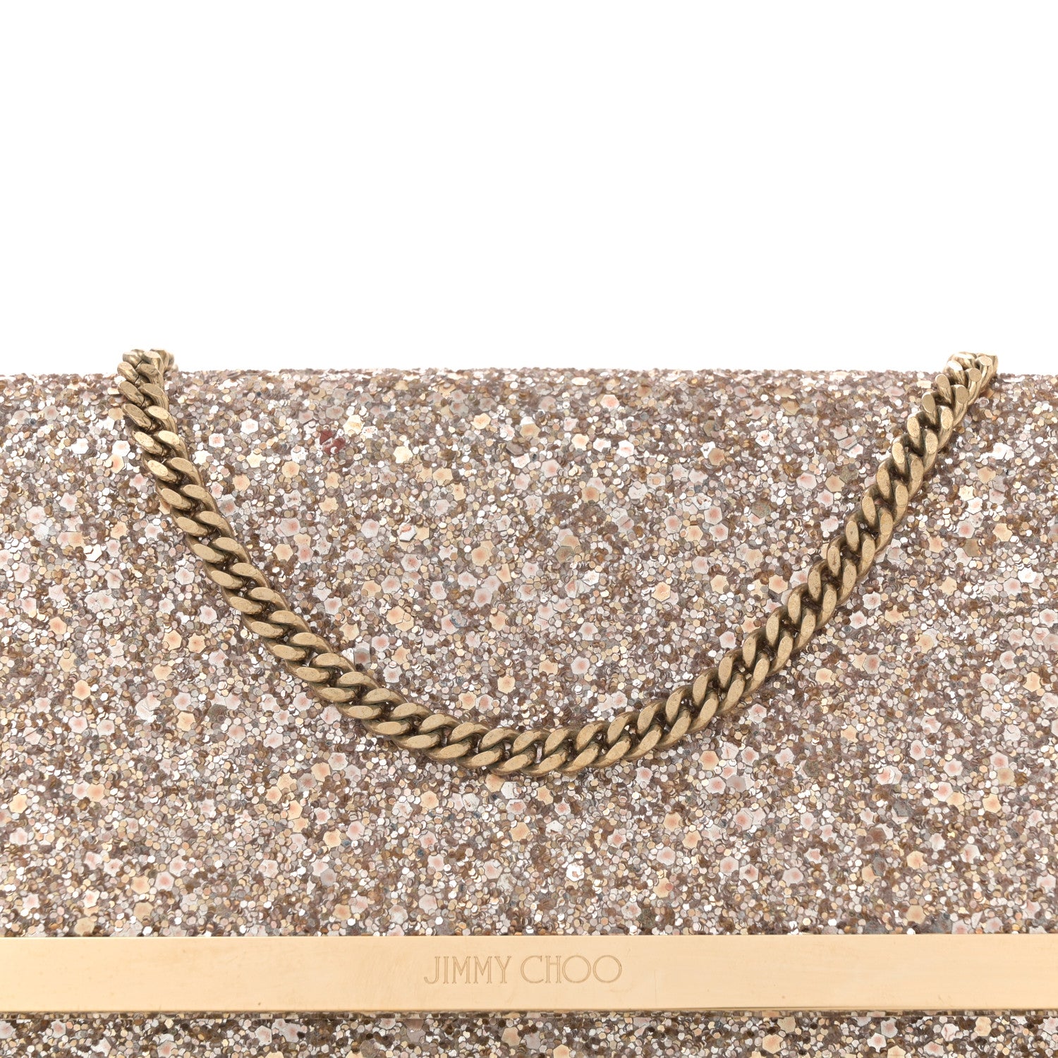 Jimmy Choo Glitter Clutch Gold 1728795 – FASHIONPHILE