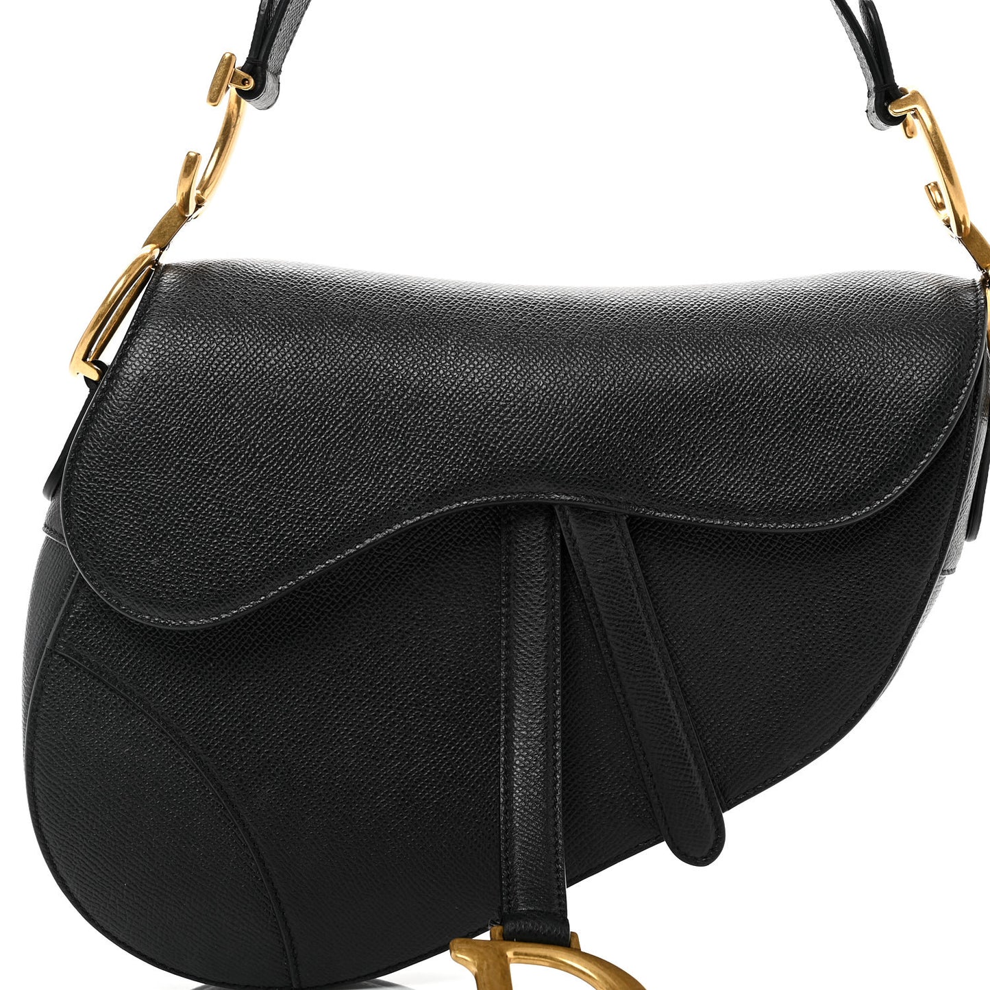 Grained Calfskin Saddle Bag Black