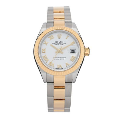 Rolex Stainless Steel 18K Yellow Gold 28mm Oyster Perpetual Datejust Watch White Roman 279173 1 of 5
