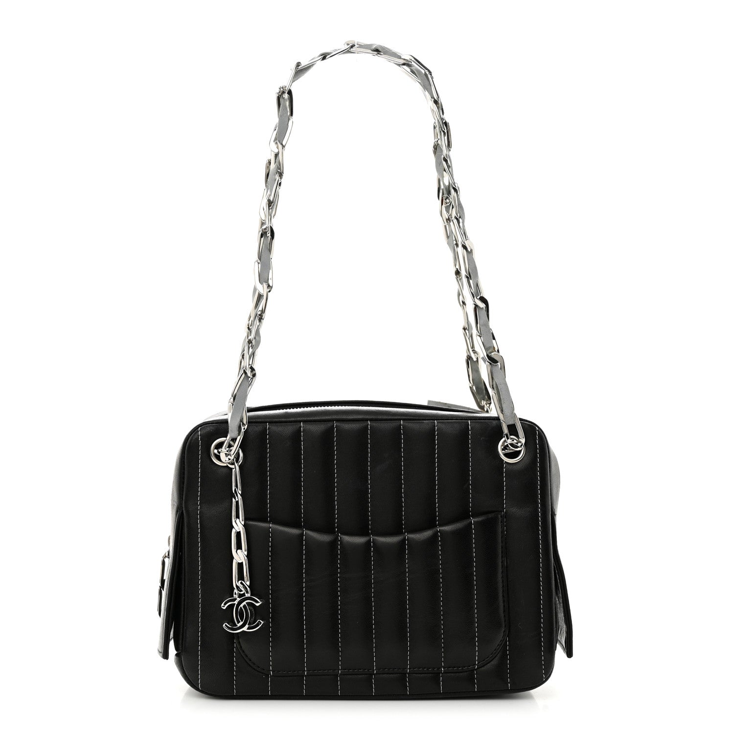 Chanel Lambskin Vertical Quilted Mademoiselle Small Camera Case Black 1 of 13