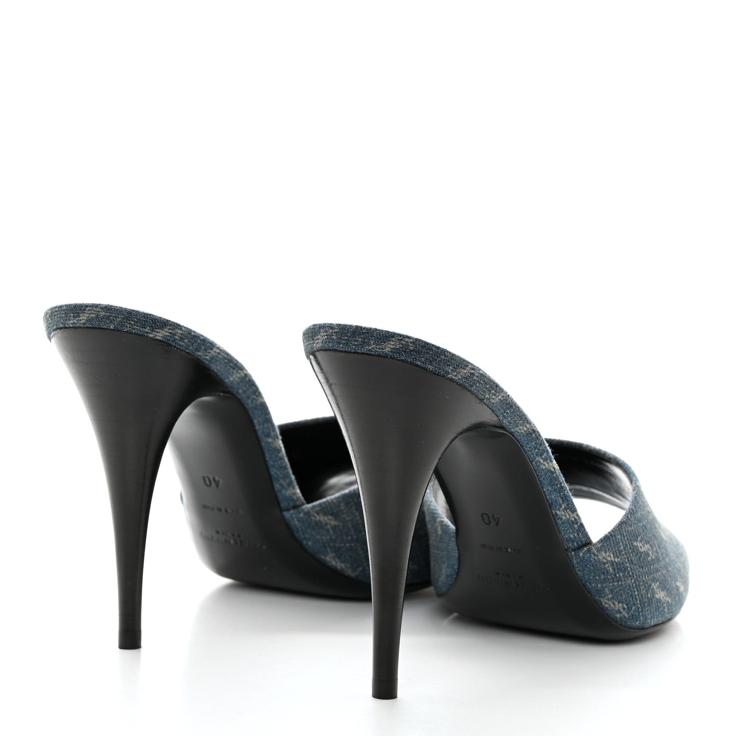 Denim Monogram La 16 Mule Sandals 40 Blue Jeans