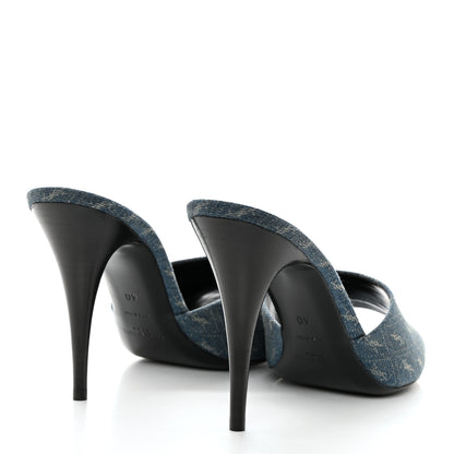 Saint Laurent Denim Monogram La 16 Mule Sandals 40 Blue Jeans 4 of 9