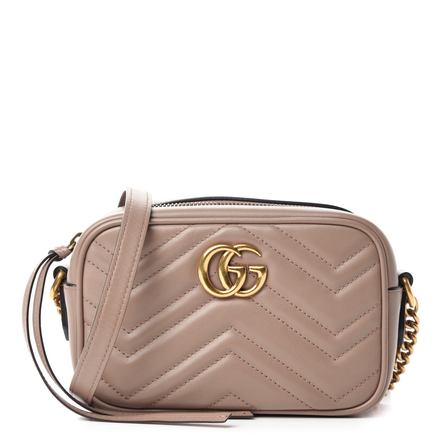 Calfskin Matelasse Mini GG Marmont Chain Shoulder Bag Porcelain Rose
