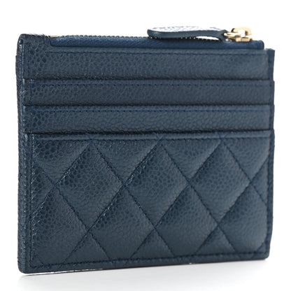 Chanel Metallic Caviar Quilted CC Zip Card Holder Dark Blue 3 of 7