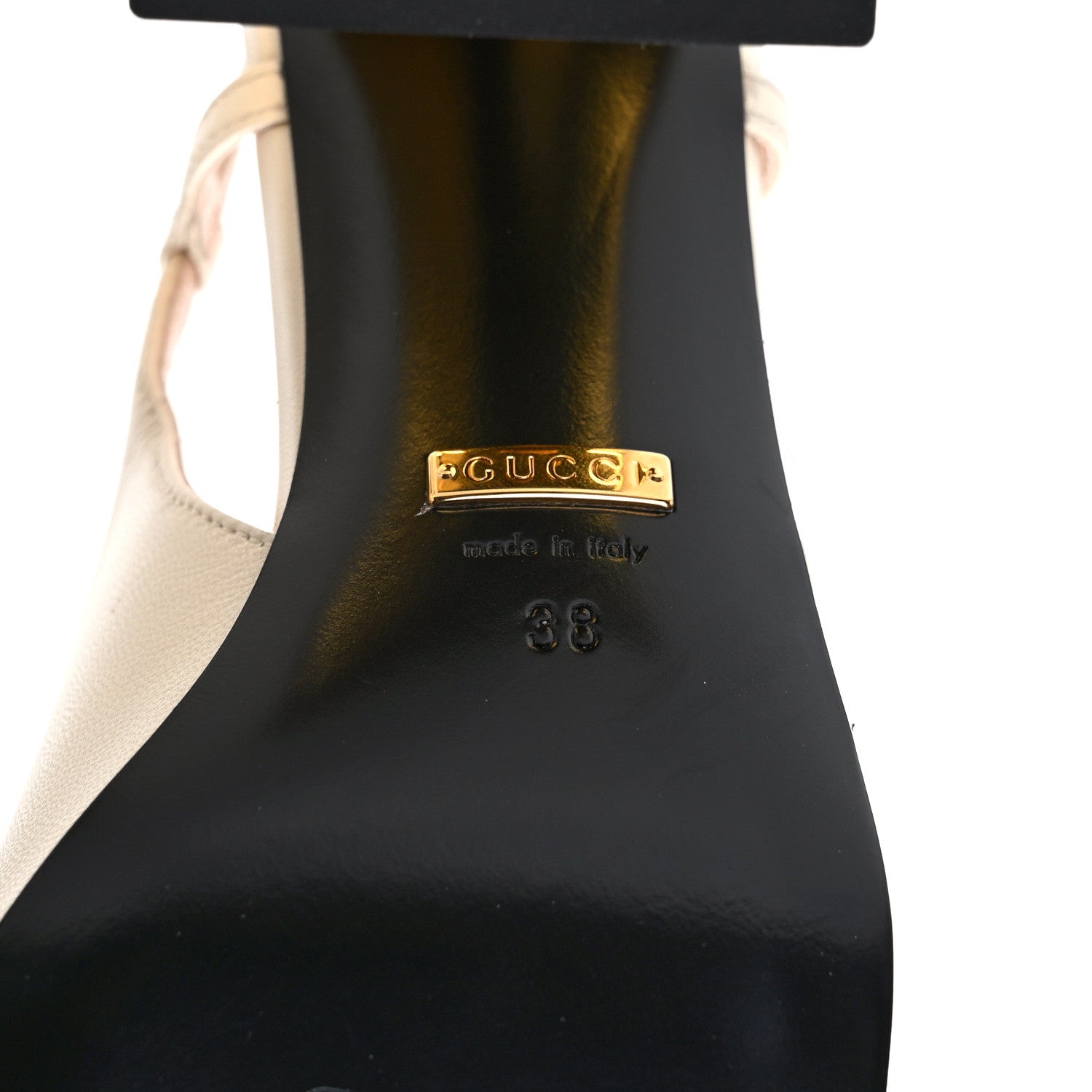 Gucci Malaga Kid Horsebit 75mm Slingback Pumps 38 Mystic White 6 of 9