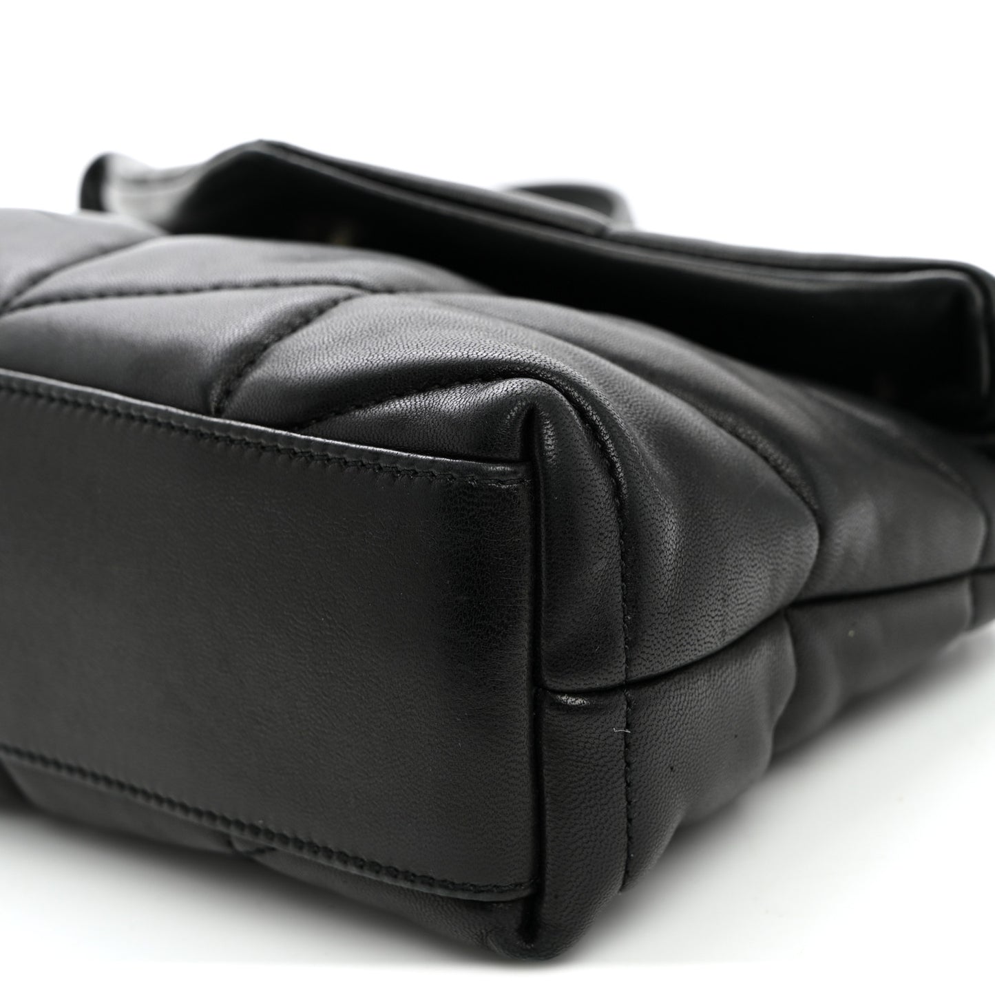 Lambskin Quilted Toy Loulou Puffer Monogram Chain Satchel Black