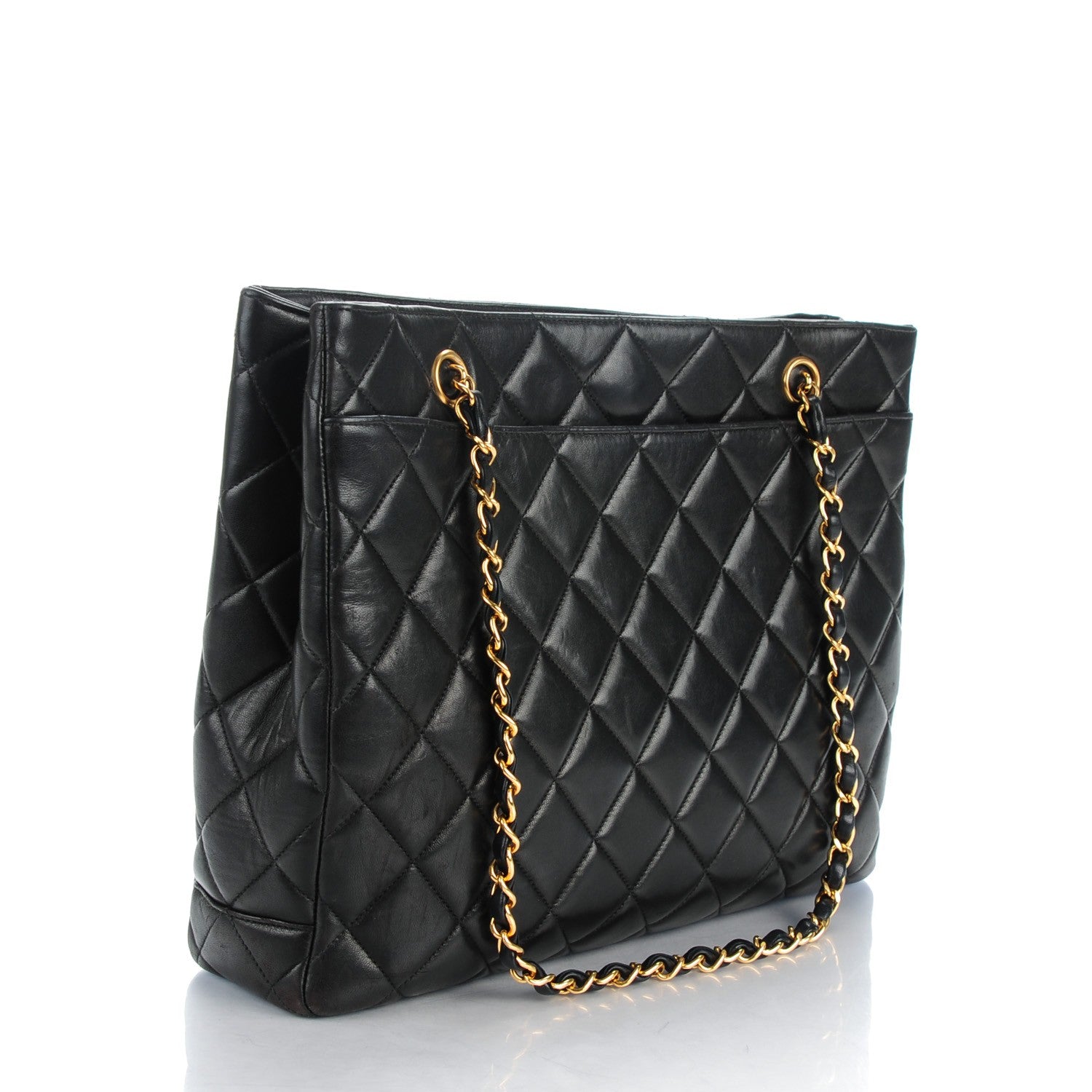 Chanel Lambskin Quilted Shopping Tote Black 3 of 8