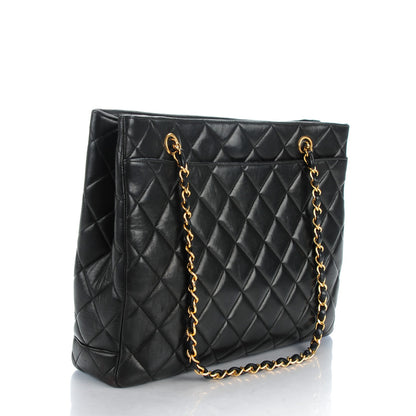 Chanel Lambskin Quilted Shopping Tote Black 3 of 8