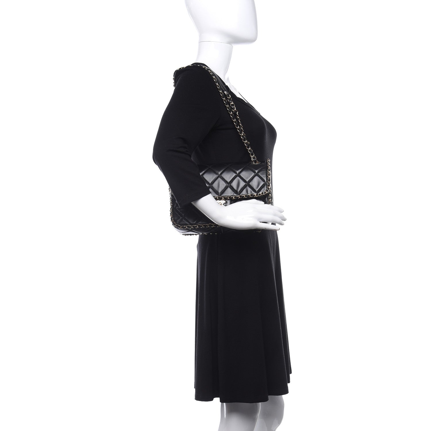 Chanel Crumpled Calfskin Medium Chain All Over Flap Black 2 of 9