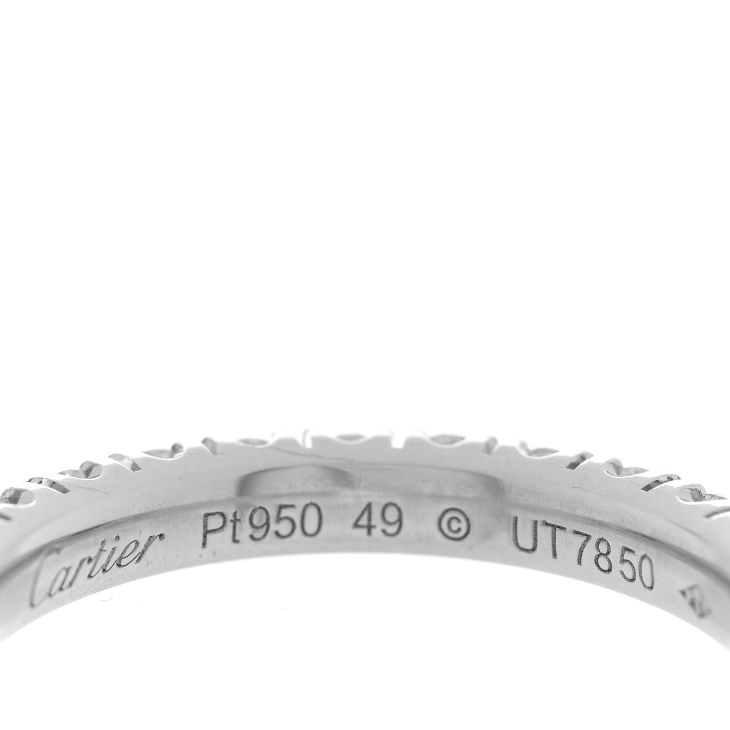Cartier Platinum Diamond 2.6mm Etincelle de Cartier Wedding Band Ring 49 4.75 4 of 4