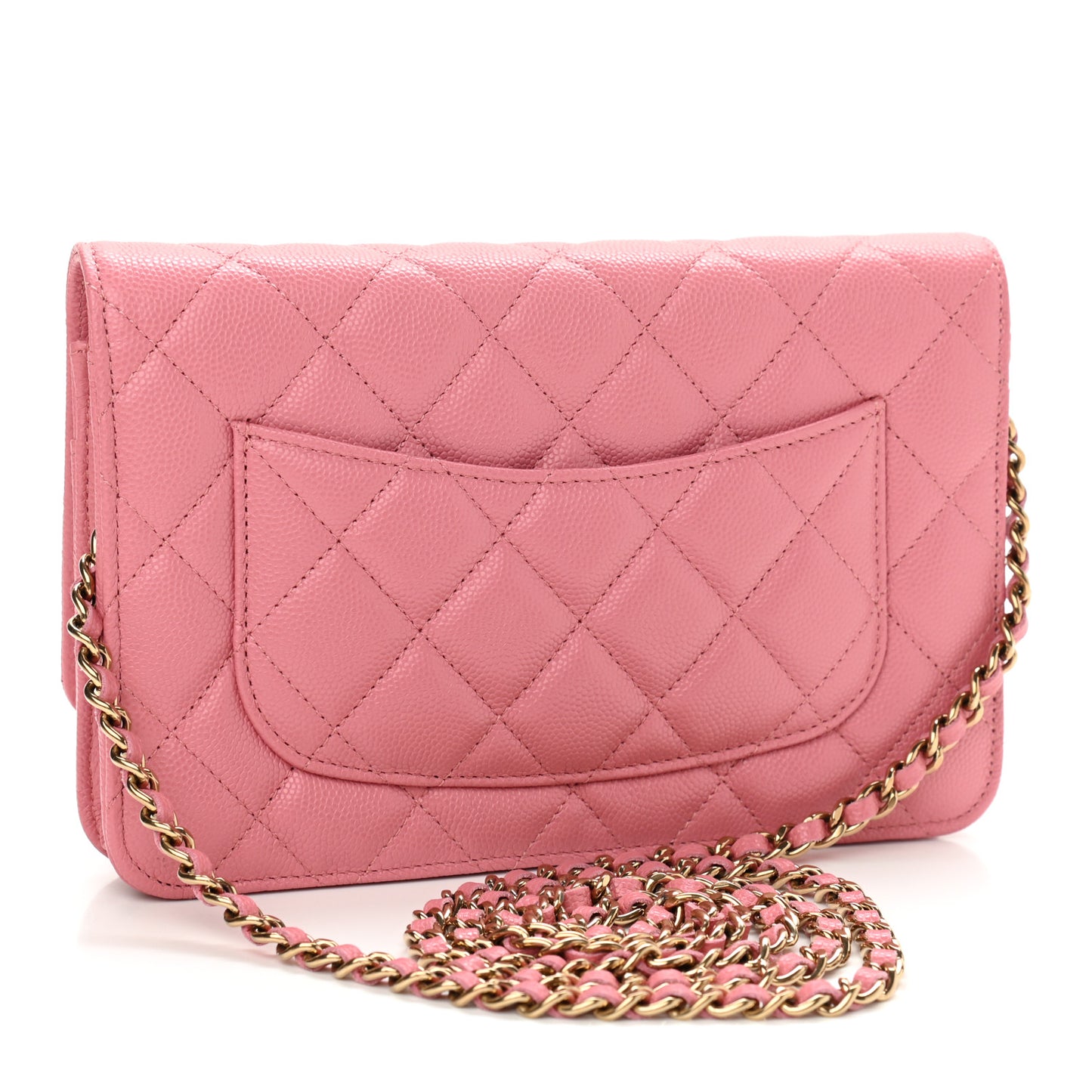 Caviar Quilted Wallet On Chain WOC Dark Pink