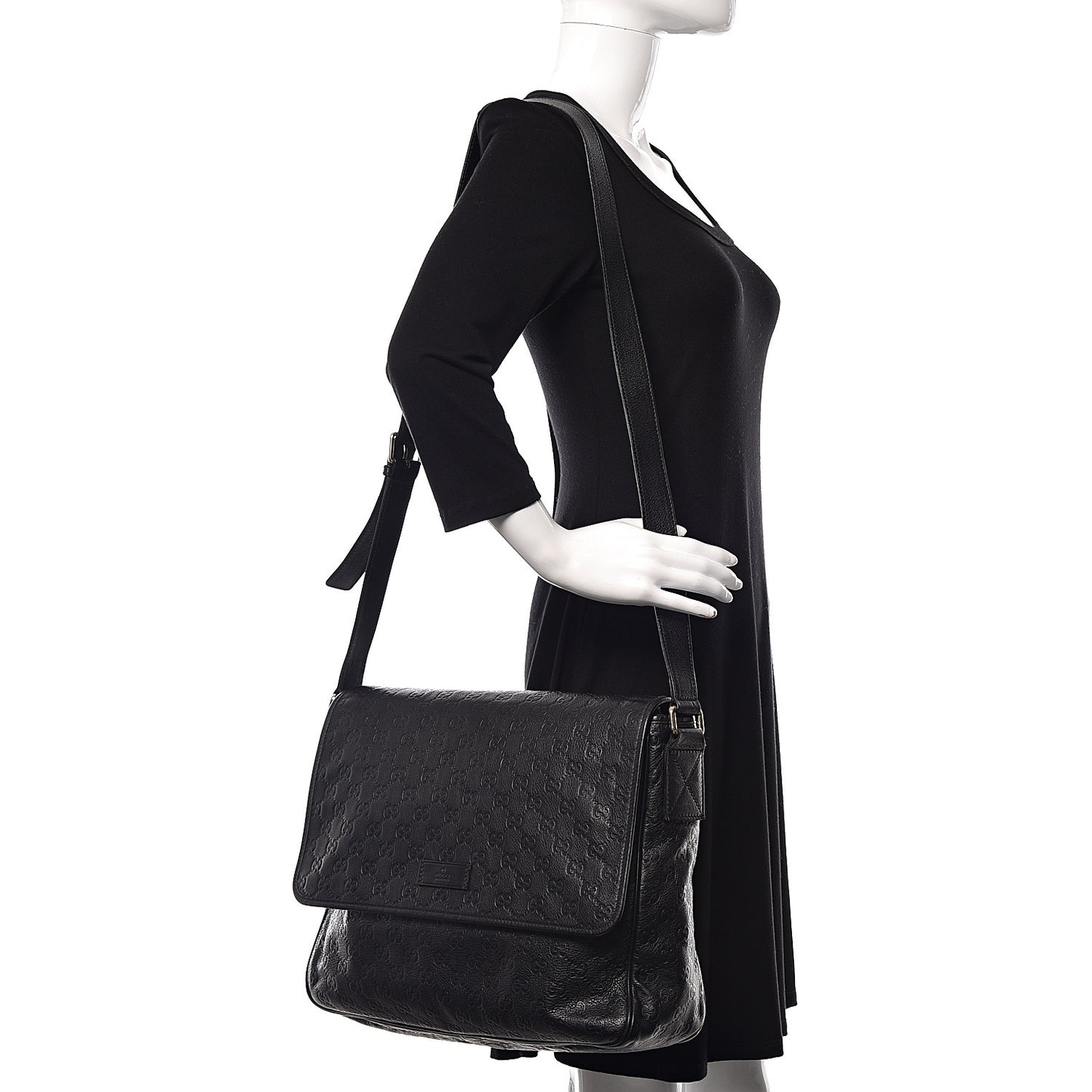 Guccissima Medium Flap Messenger Bag Black