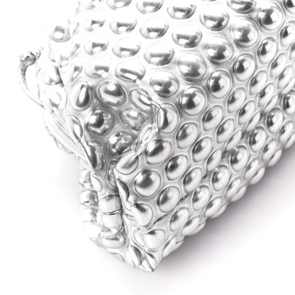 Bottega Veneta Metallic Fabric Bubble Wrap The Mini Pouch Silver 8 of 9