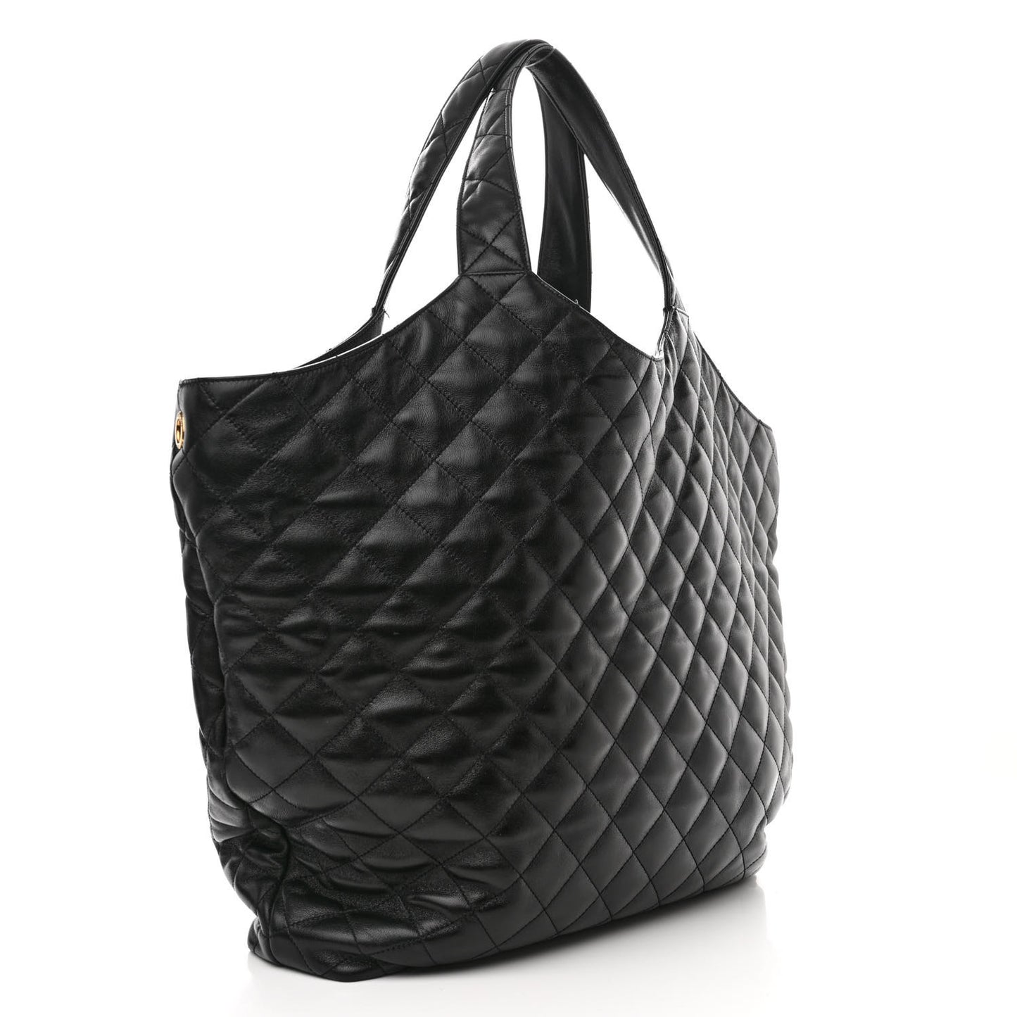 Lambskin Quilted Maxi Icare Shopping Tote Black