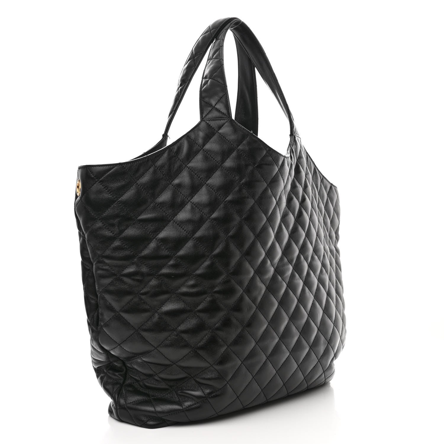 Saint Laurent Lambskin Quilted Maxi Icare Shopping Tote Black 4 of 11