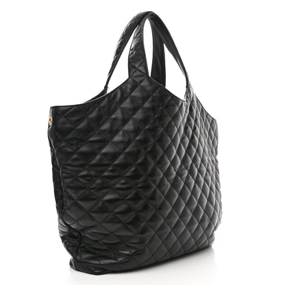 Saint Laurent Lambskin Quilted Maxi Icare Shopping Tote Black 4 of 11