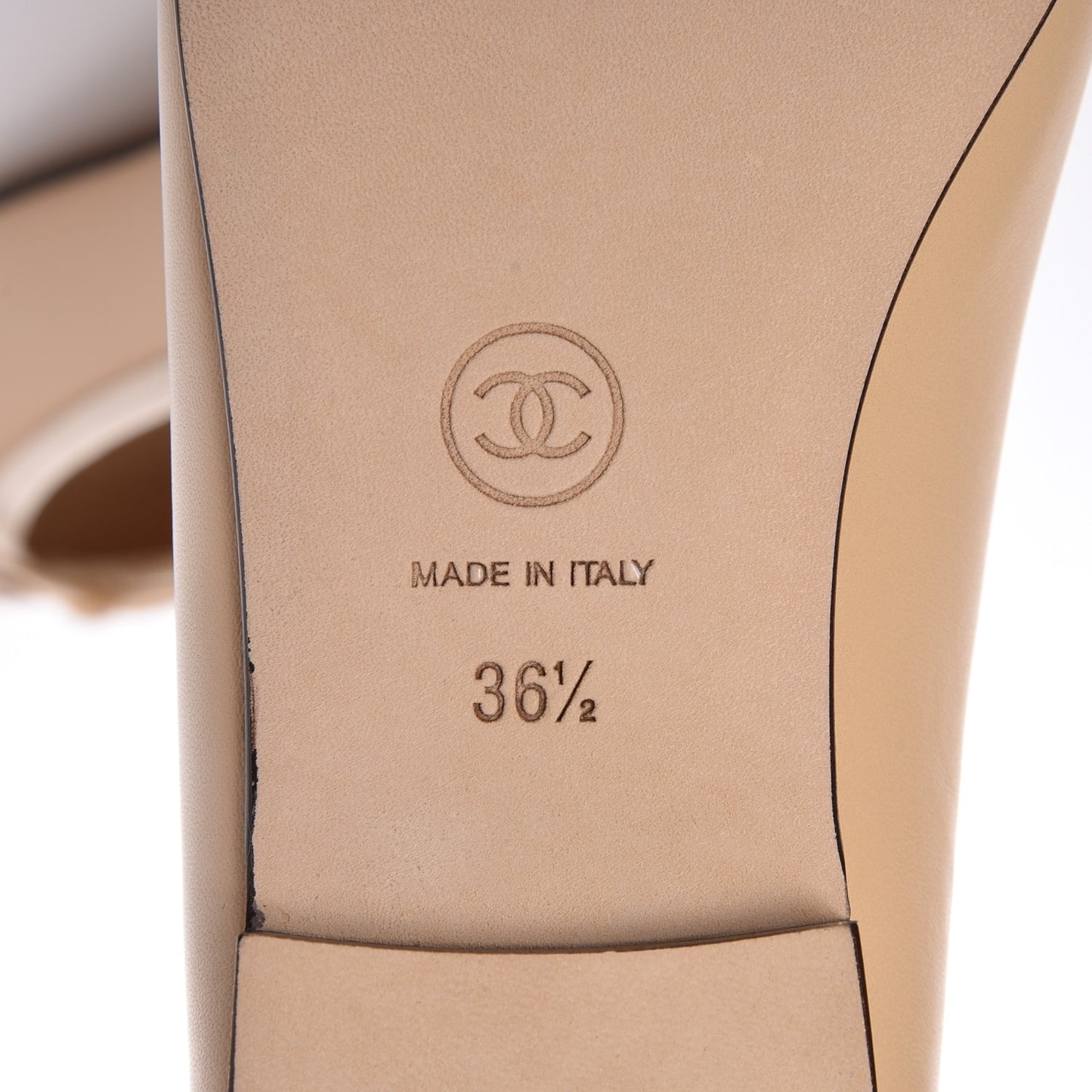 Lambskin Cap Toe CC Ballerina Flats 36.5 Beige Black