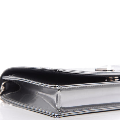 Christian Dior Metallic Patent Micro-Cannage Diorama Wallet on Chain Pouch Silver 6 of 10
