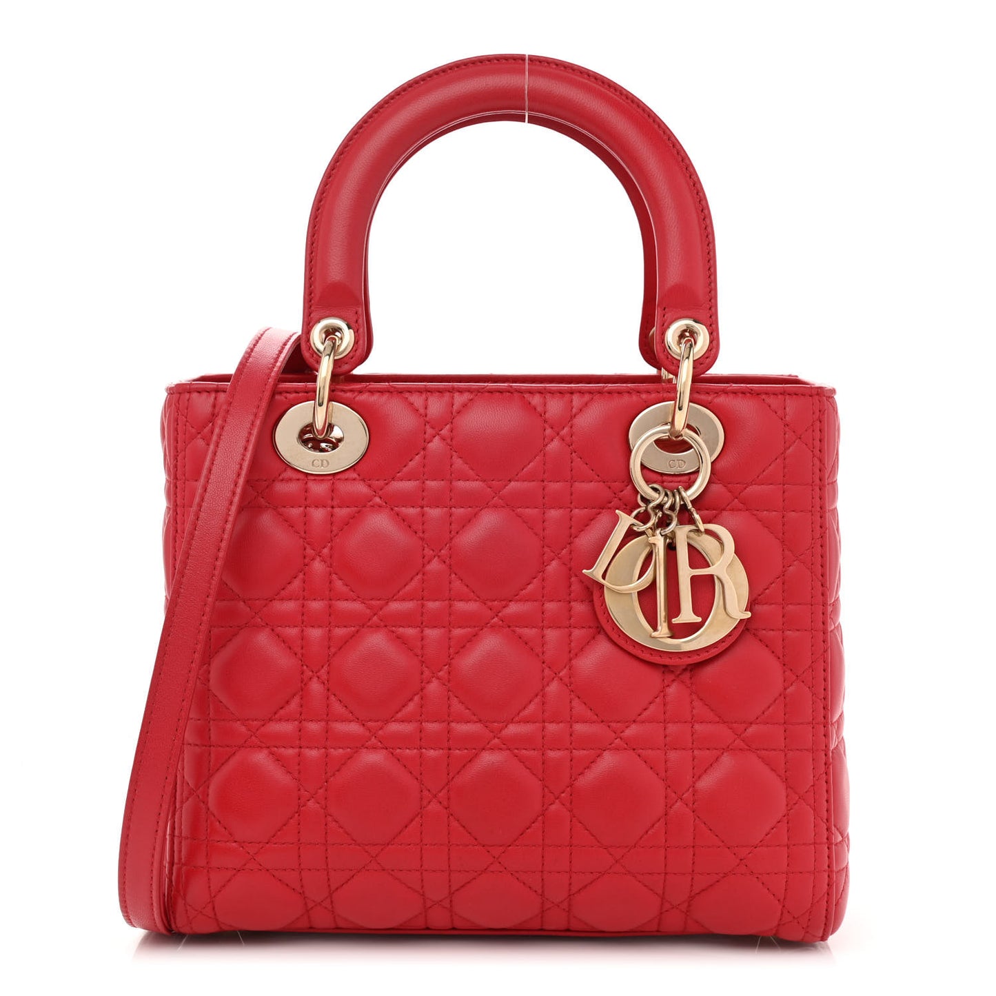 Lambskin Cannage Medium Lady Dior Red