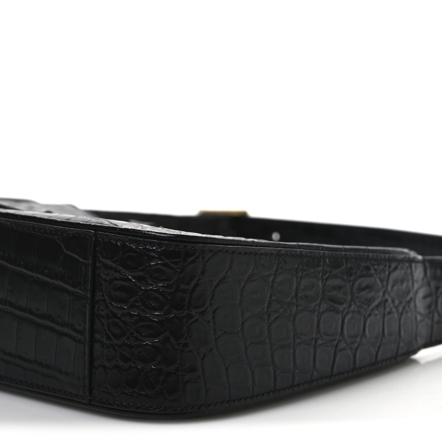 Saint Laurent Calfskin Crocodile Embossed Le 5 A 7 Hobo Black 10 of 10