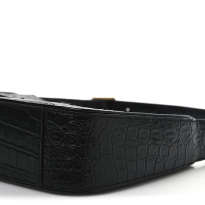 Saint Laurent Calfskin Crocodile Embossed Le 5 A 7 Hobo Black 10 of 10