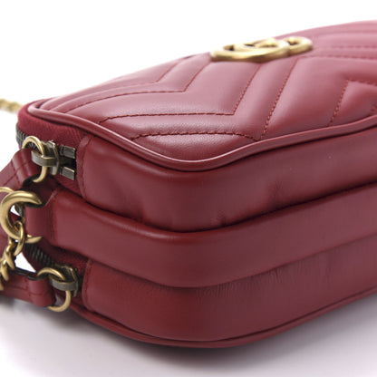 Gucci Calfskin Matelasse Mini GG Marmont Chain Crossbody Bag Hibiscus Red 5 of 10