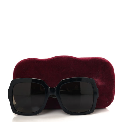 Gucci Acetate Square Frame Web Glitter Sunglasses GG0036S Black Green 7 of 7
